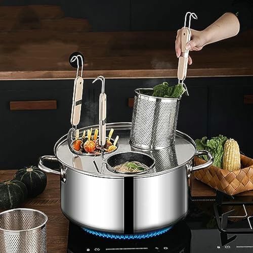 Induct - Pentola in acciaio inox con 3/4/5 fori, ideale per cuocere a bollire pasta, zuppe e cibi in scatola, pentole versatili per chef domestici
