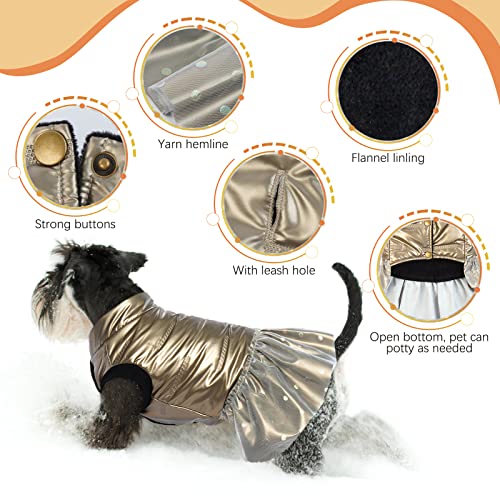 Iecoii Waterproof Winter Dog Dress, Extra Warm Winter Dog Coat, Fleece Dog Sweater Dress With Buttons, Turtle Neck Dog Jacket With Leash Hole For Harness, Soft Dog Cold Weather Coat #TOP4