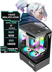 Pc Gamer Gabinete Megalon Aquario Cpu Intel I7 3.4ghz Ssd 480gb Memoria Ram 16gb Fonte 500W