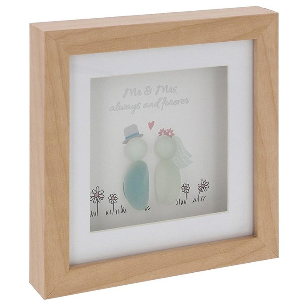 Shudehill Giftware Earthy Tones Pebble Glass Square Plaque Mr & Mrs