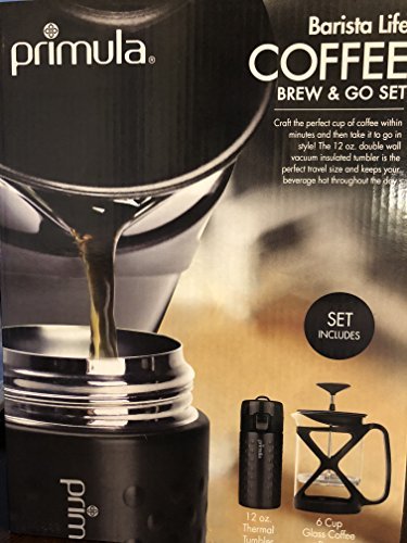 Conjunto de copo térmico Primula Color Tempo 6 xícaras de café francês e 340 ml (preto)
