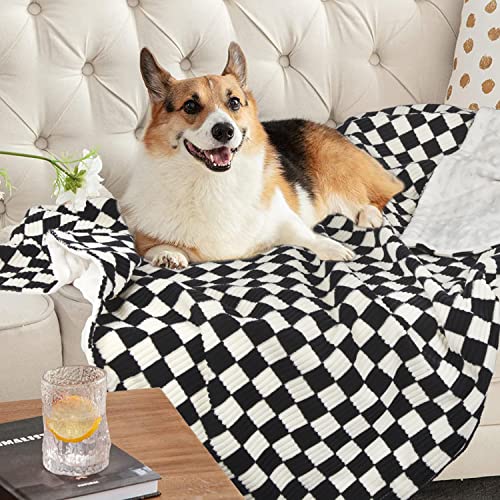 Image of Baby Blanket for Boys Comfy Durable Corduroy Toddler Blanket with Double Layer Dotted Backing Checkerboard Grid Chessboard Gingham Warmer Bed Blankets for Newborn Infants Black, 30x40 Inches