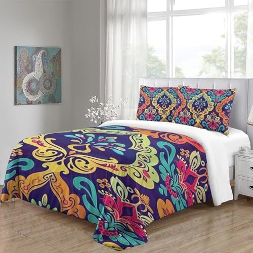 Housse de couette fleurs imprimé 3D parure de lit microfibre 3pcs - 5