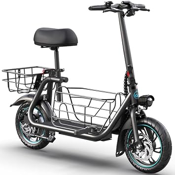 Gyroor Electric Scooter with Seat for Adults - 550W Motor, Pet Basket, 19 MPH Top Speed, 20 Miles Range, 12" Pneumatic Tires, Foldable Commuting Scooter