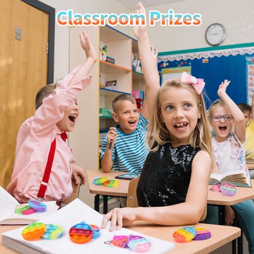 Kids Party Favors Fidget Toys Bulk 30 Pack Mini Pop Fidget Keychain Its, Birthday Party Favors for Kids 4-8,8-12 Year Small Kid Classroom Prizes Fidgets It Bubbles Poppers Students Goodie Bag Stuffers — view 6