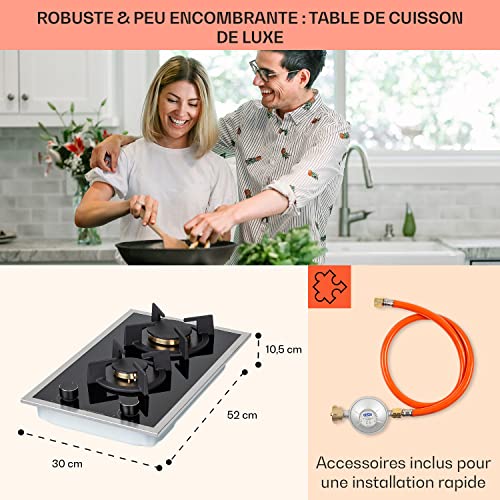 Plaque De Cuisson À Gaz Goldflame Domino Prime 2 Brûleurs En Laiton Brûleur Vitrocéramique - vue 7