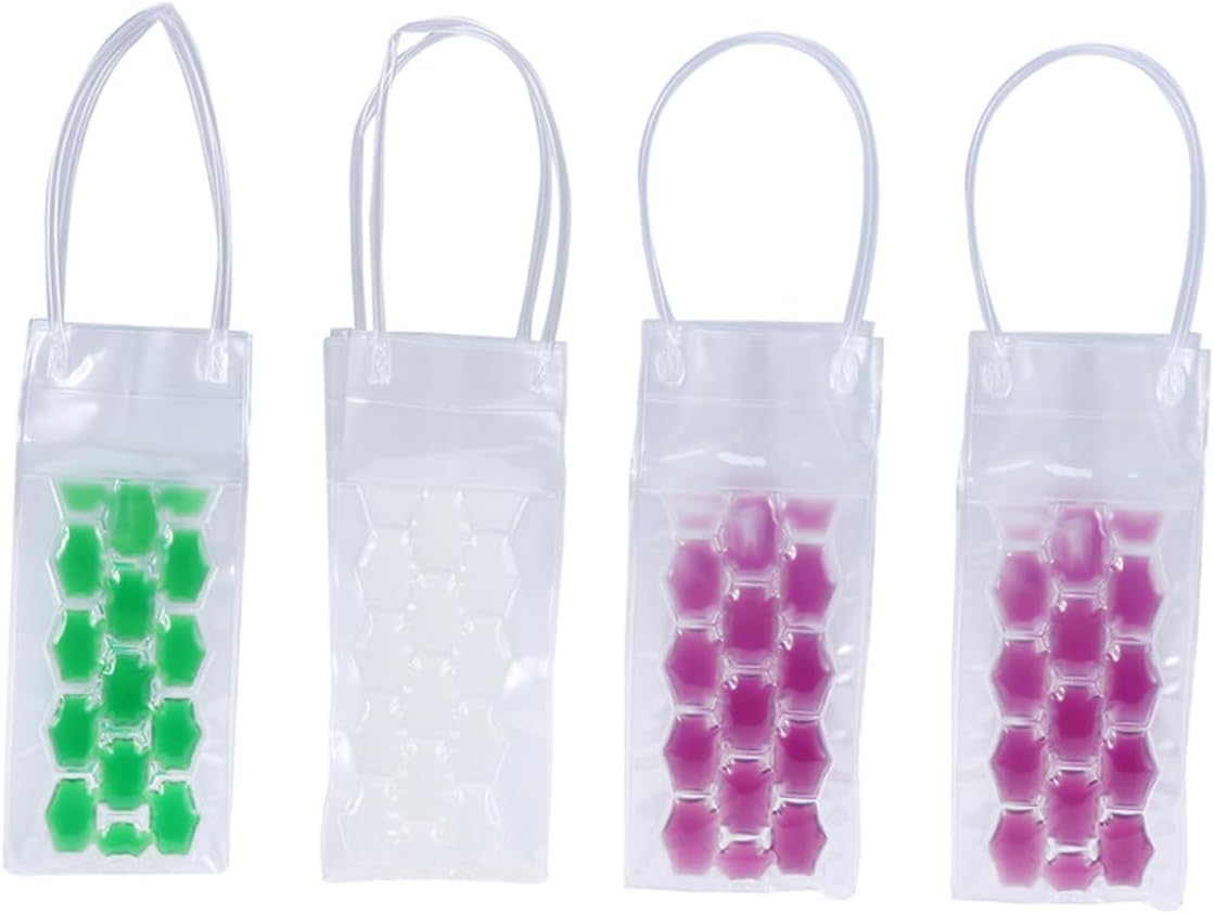 4 Pcs Wine Chiller Ice Carrier Wine Cooler Bag Ice Cooling Bottle Bag Wine Bottle Cooling Carrier Bottle Ice Bag Wine Bag with Handles Wine Cooling Bag Wine Cabinet Gel