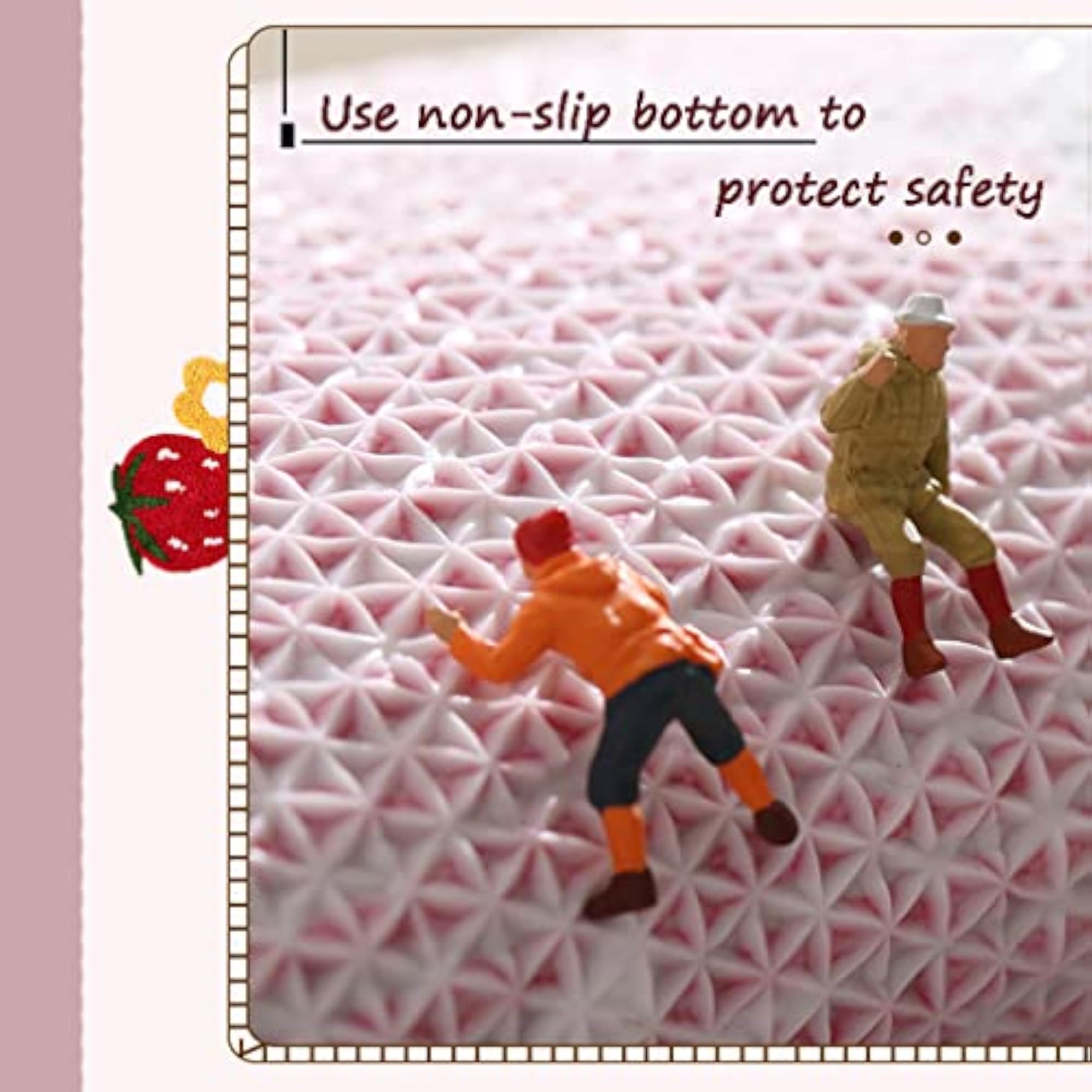Soft Cozy Strawberry Bathroom Rugs, Non-Slip Bath Mat