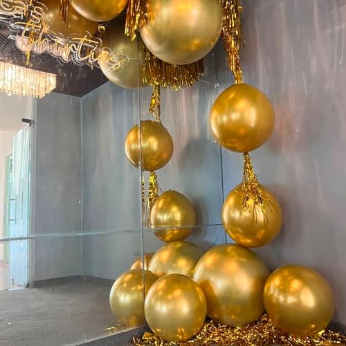 Image of PartyWoo Metallic Gold Balloons 4pcs 36 Inch Extra Large Big Jumbo Giant Chrome Gold Latex Helium Balloons for Graduation Baby Shower Birthday Bachelorette New Year Party Decorations Gold-G101