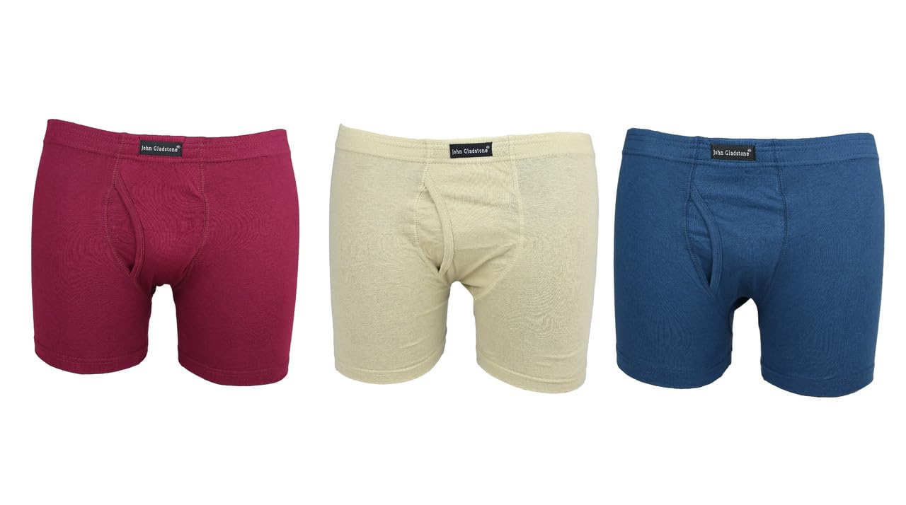 John Gladstone Men's Cotton Inner Elastic Boxer - 3 Pack (XL, Combo1)