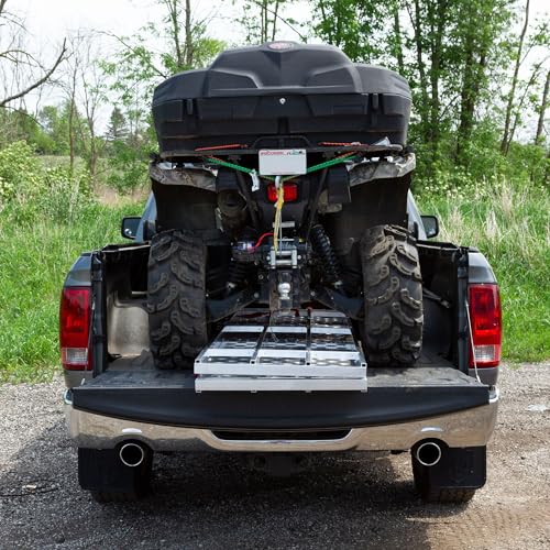Image of ATV Ramp for Pickup Truck, 6' x 44 inch, Trailer Loading Ramp, 1,500 lb, Folding, Aluminum, Black Widow