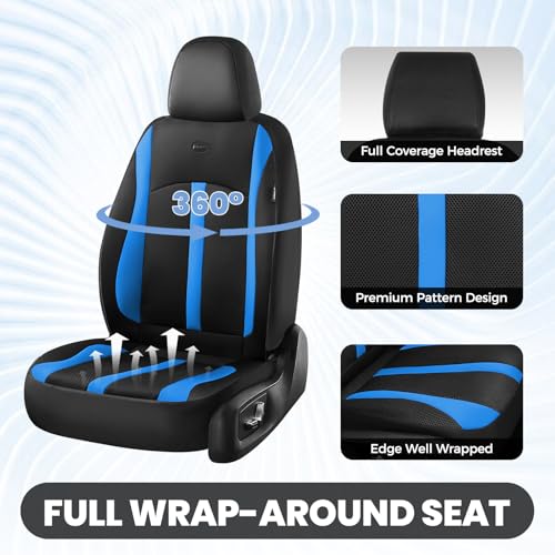 Image of FLORICH Front Car Seat Covers, Breathable Automotive Seat Cover, Universal Seat Covers Car Interior Protectors Cushion for Most Cars&SUV-Black&Blue