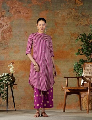Image of BIBA Women Cambric Straight Printed Suit Set