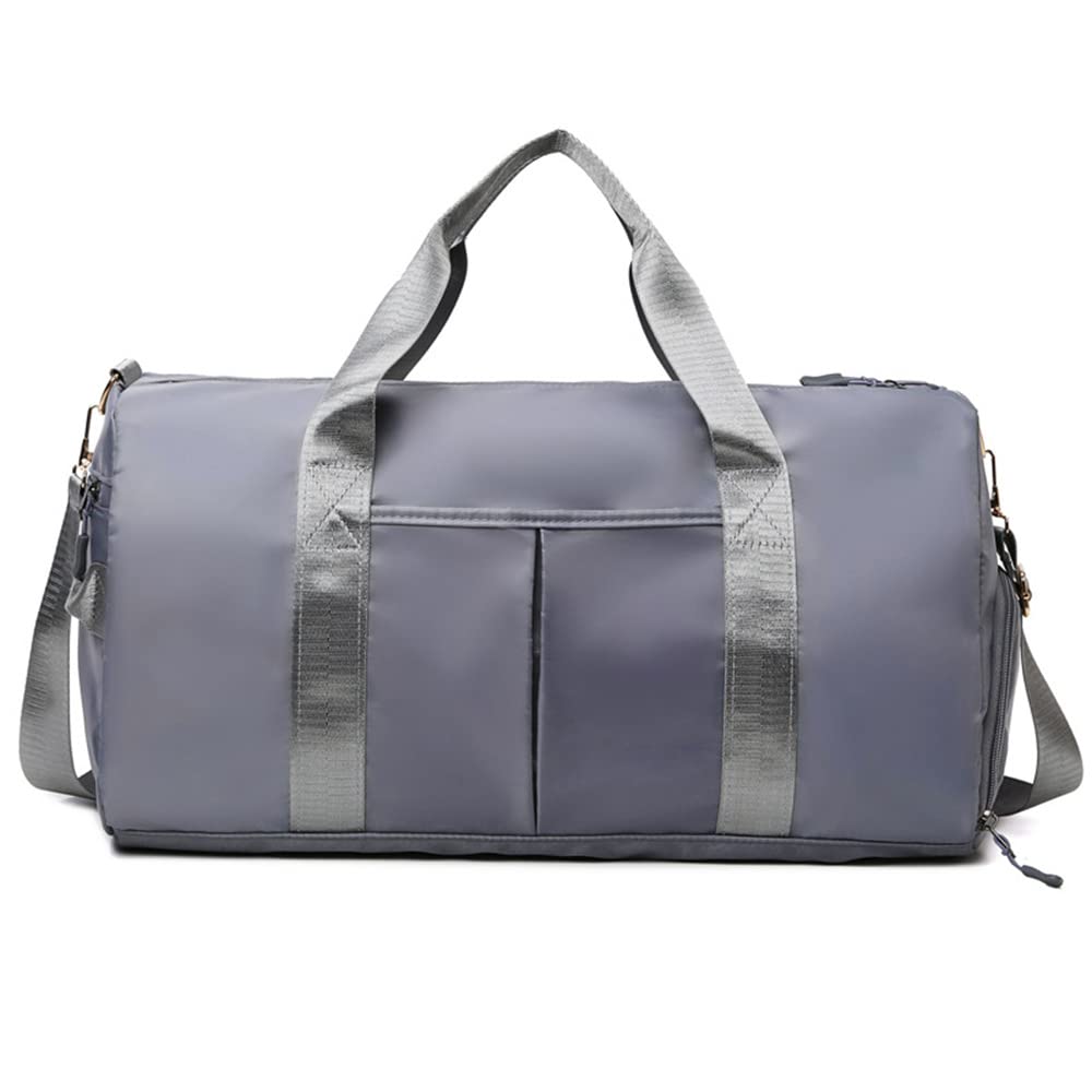 Hixingo Gym Bag with Shoe Compartment Travel Duffle Bag for Men and Women 45L Waterproof Light Weight Sports Bags for Weekender Swimming Football Basketball (45L,Grey)