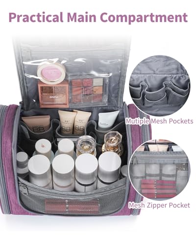 Image of Hanging Travel Toiletry Bag Cosmetic Make up Organizer for Women and Men (Large, A-Purple)