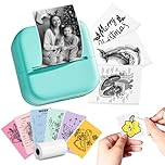 Mini Printer - Sticker Printer M02L Mini Thermal Printers wiht Bluetooth, Inkless Pocket Portable Printer Instant Print Sticker Maker for Gift, Photos, Study Graphics, Anatomical Diagrams, DIY, Memos