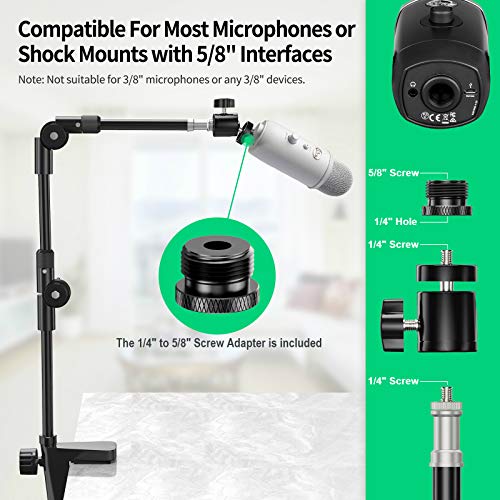 Webcam Stand Camera Mount With Phone Holder & 5/8"Screw, 25In Flexible Projector Stand Gooseneck Desk Mic Stand For Logitech C922 C930E C920 C925E C615 C960 Brio 4K, Gopro Hero, Blue Yeti Snowball Ice #TOP5