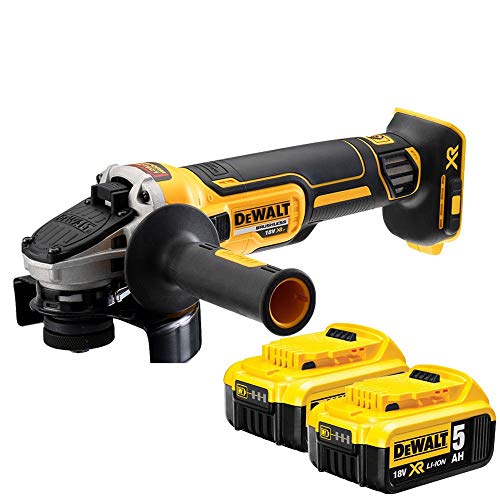 Dewalt DCG405N 18V XR Brushless Angle Grinder 125mm with 2 x 5.0Ah DCB184 Batteries