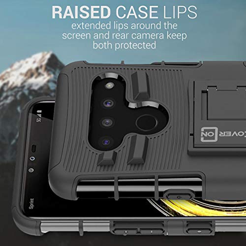 Coveron Heavy Duty Kickstand Belt Clip Explorer Series For Lg V50 Thinq Holster Case (5G 2019), Black #TOP6