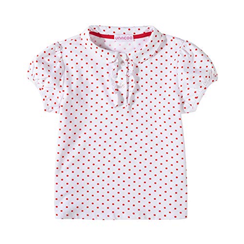 UNACOO Toddler Girls Polo Shirt with Picot Collar Cotton Short Sleeve T-Shirt (Age 2-8 Years)