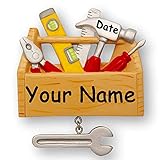 Personalized Toolbox Christmas Ornament - Handyman Construction Worker Tool Set Christmas Tree Decoration - Custom Name and Date