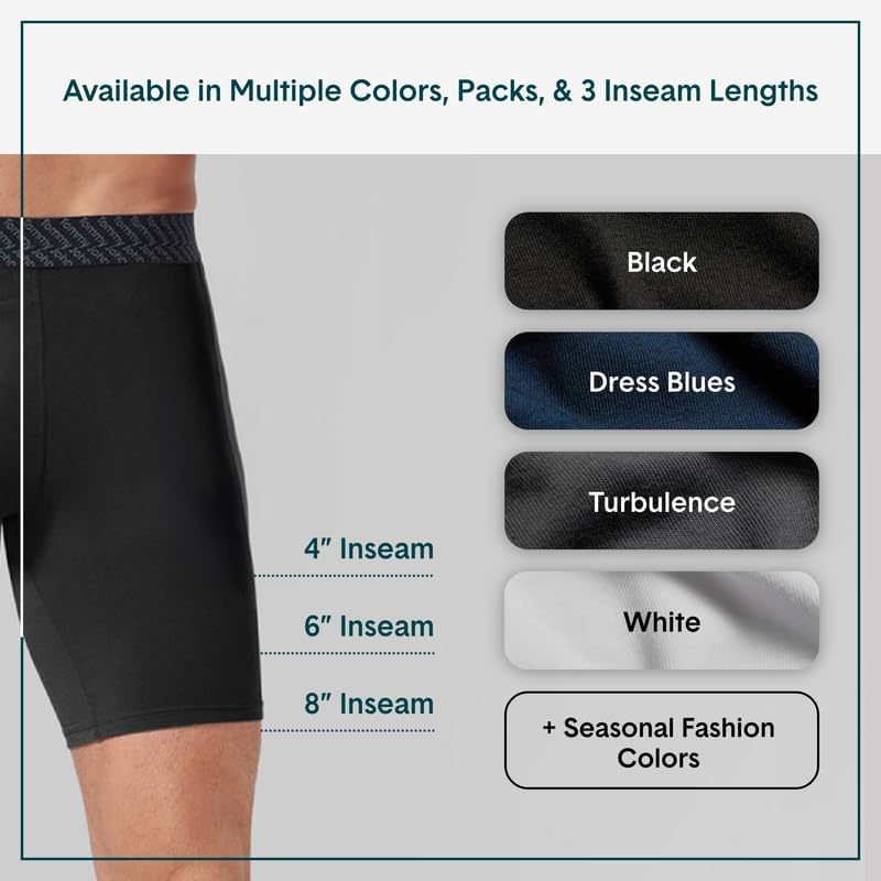 Miniatura 4 de Tommy John Calzoncillos tipo bóxer para hombre de 4 pulgadas, de algodón básico, con bolsa de contorno de apoyo, tela elástica naturalmente