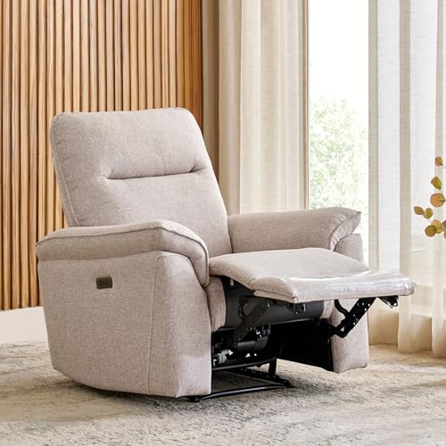 Image of Home Centre | Artise Fabric 1-Seater Electric Recliner | Recliner Sofa for Living Room | Solid Wood | Beige | 1 Year Warranty