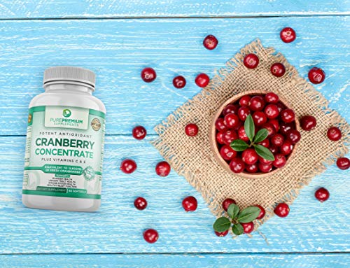Purepremium Cranberry Supplement - Cranberry Pills Vitamin From Concentrate Extract For Men & Women - 1 Cranberry Capsules Equals 12,600Mg Cranberries Strength - Supports Normal Urinary Tract Health #TOP5