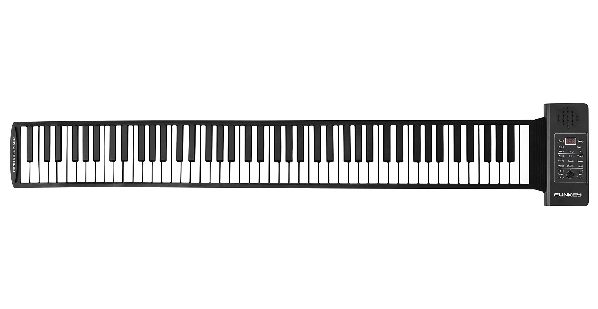 Funkey RP-88A Rollpiano (88 Tasten, Aufnahmefunktion, MIDI, 128 Sounds, 128 Rhythmen, 14 Demo Songs, Li-Ionen Akku, inkl. Netzteil und Sustain-Pedal) Schwarz
