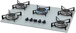 FISCHER COOKTOP À GÁS 5 BOCAS MESA VIDRO BRANCA BIVOLT 1642-6986