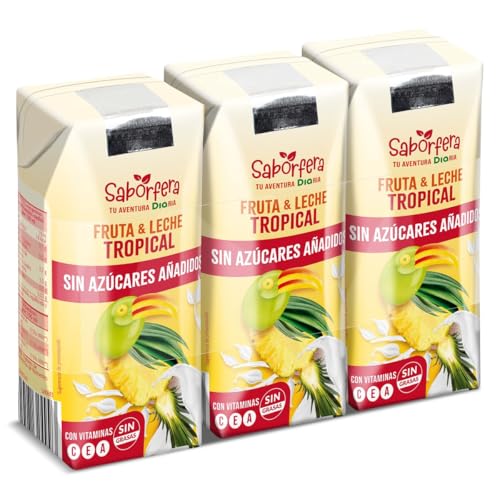 Bebida de fruta y leche tropical sin azúcar añadido Dia Saborfera 3 x 330 ml