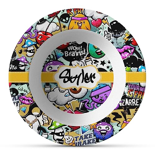Personalized Graffiti Plastic Bowl - Microwave Safe - Composite Polymer