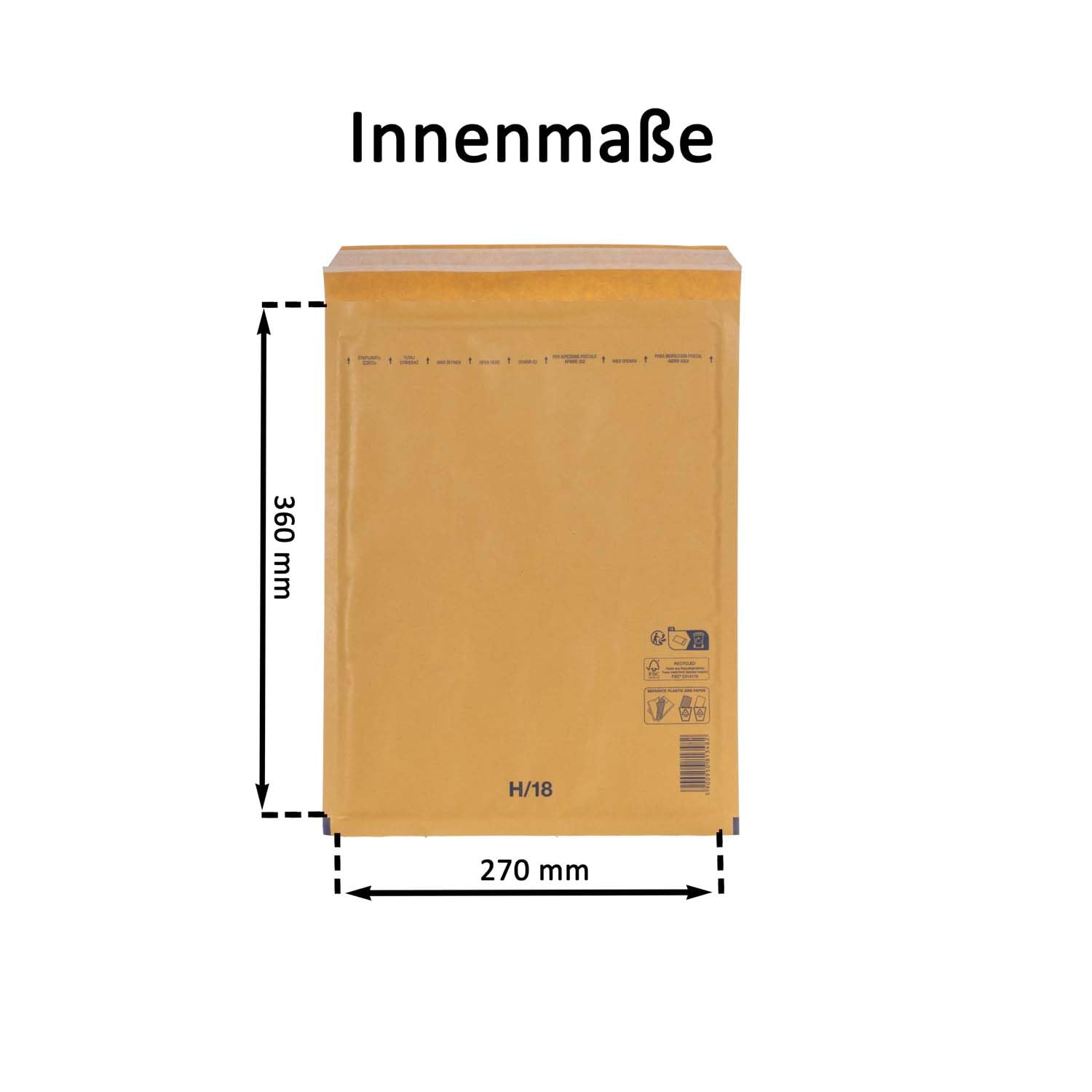 smiley pack Luftpolstertaschen Größe H8 Braun 290 x 370 mm – 200 Stück | Gepolsterte Versandtaschen mit Selbstklebeverschluss – passend für B4
