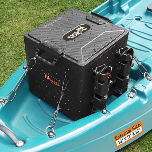 13''x13''x13'' FlexCrate Kayak Fishing Crate with 4 Rod Holders (Assembly Needed),Compact Kayak Tackle Storage Box & Gear Organizer for Kayaks,with Lockable Lid - Black,DIY & Lightweight by HLOGREE - Used condition - US$76.22