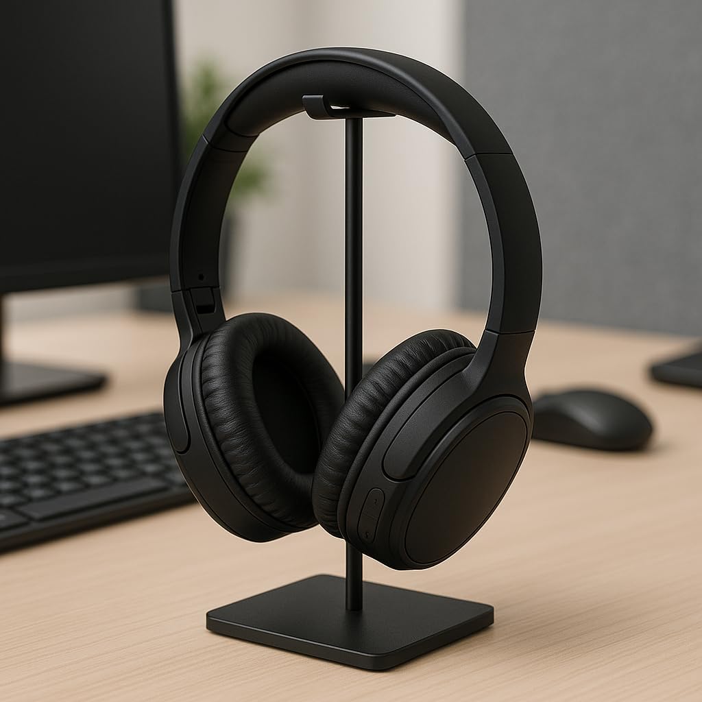 Fone de Ouvido Bluetooth 5.3 On-ear. Cancelamento de Ruído e Regulavel para Corridas e Academia, Headphone Sem Fio com Microfone Integrado Confortavel e Dobravel Compativel com Android e IOS. (Preto)