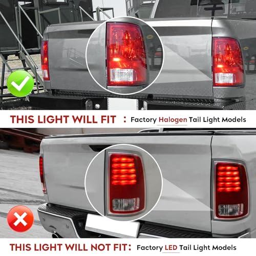 LED Tail Lights Assembly Fit for Dodge Ram 1500 2009-2010, for Dodge Ram 2500 3500 2010, for Ram 1500 2500 3500 2011-2018, Ram 1500 Classic 2019-2022(Only Fit FactoryHalogen Version ),Smoke Lens by Gubebaili - Used condition - Image 2