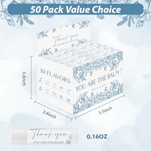 Image of 50 Pack Moisturizing Lip Balms in Bulk Blue Flower Wedding Gifts Reception Ideas Party Favors Thank You For Celebrating With Us Baby Shower Birthday Gift You Are The Balm Beeswax Something Blue