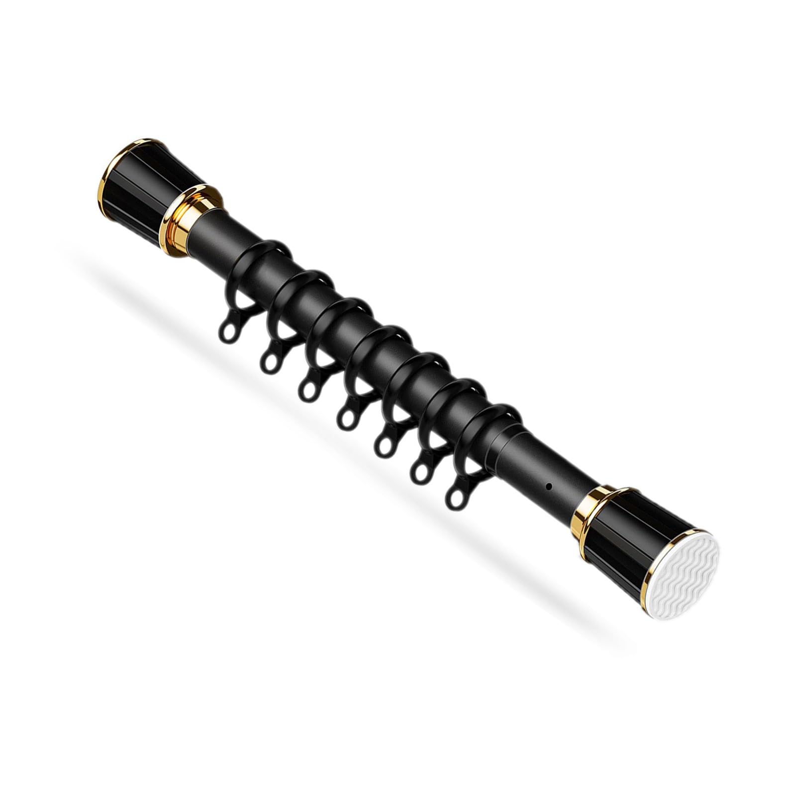 WQPMNYG Adjustable No-Drill Curtain Rod 40cm-500cm, Extendable Shower & RV Pole - Black 2.1-3.0m with 20 Rings, Ideal for Balcony, Camping & Home Decor