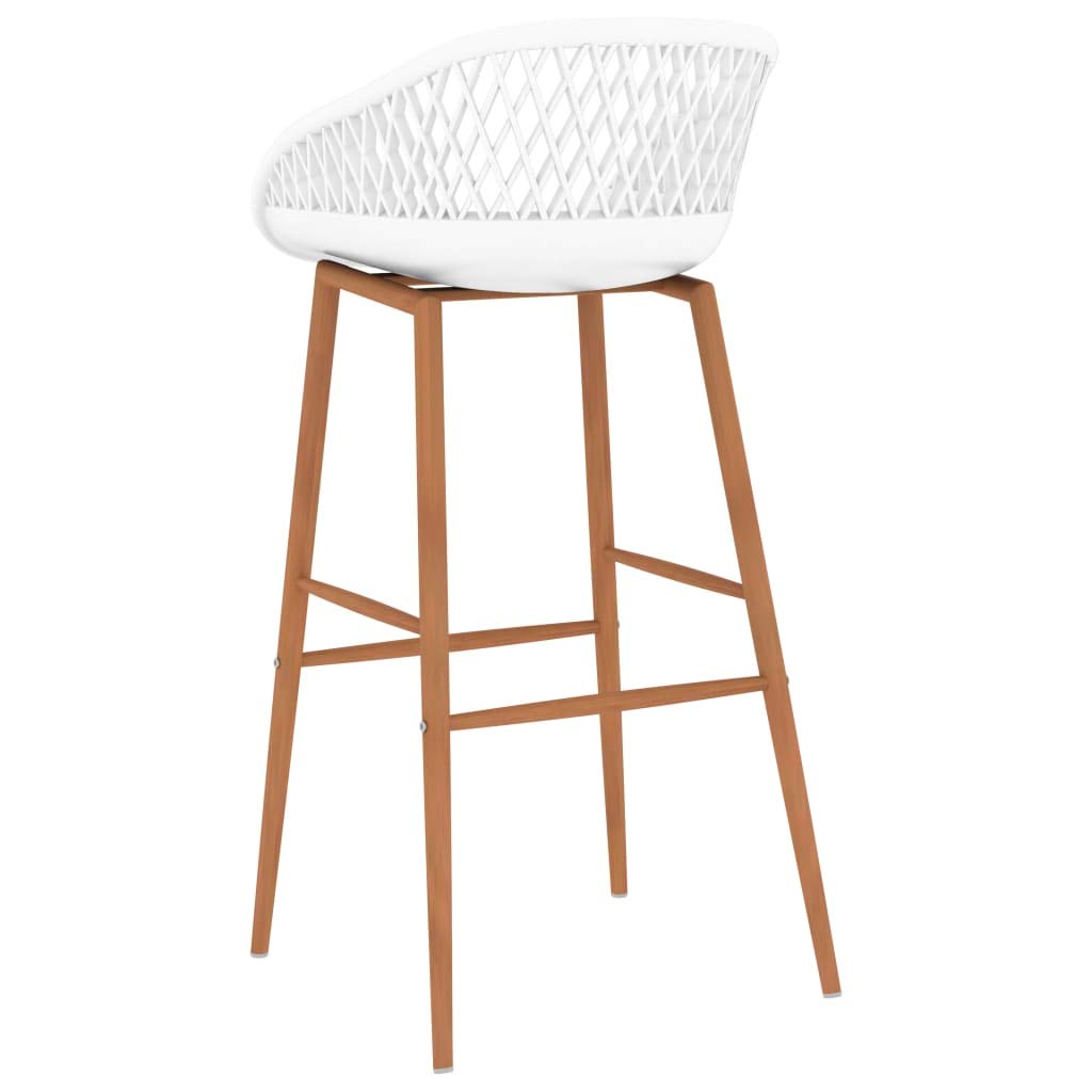 Taboret barowy, 4 szt., białe, z metalowymi nogami, o wyglądzie drewna, ergonomicznie ukształtowane siedzisko, niskie oparcie, wygląd siatki, stołek kuchenny do baru, lady, do jadalni