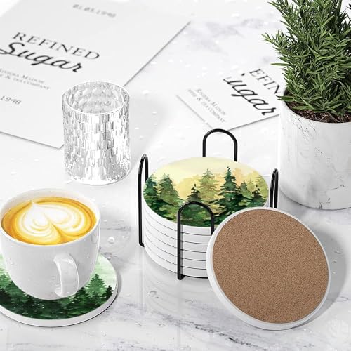 Dessous de verre céramique absorbants coffret cadeau avec support - 5