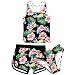 Enlifety Youth Girls Swimsuit Size 17 18 Teen Floral Tankini with Shorts 3 Piece Hawaiian Bathing Suit Racerback Swimwear