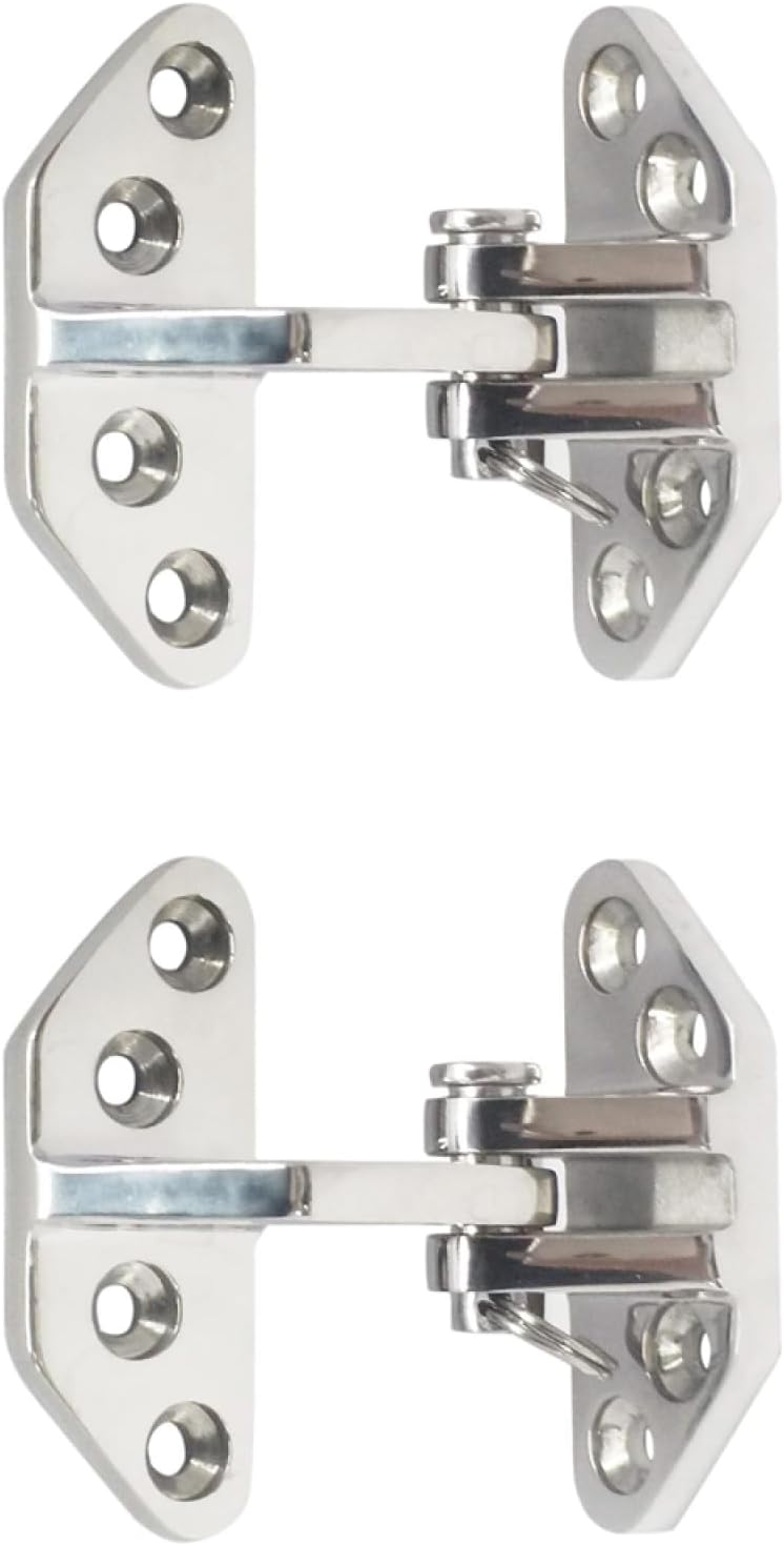 SEIWEI 2 Pcs 92 * 73mm Stainless Steel Boat Hinges, Butterfly Shaped Marine Hinge with Removable Pin for Boat Yacht Cabinet Door Accessories, 180 Degree Folding, Easy to Install