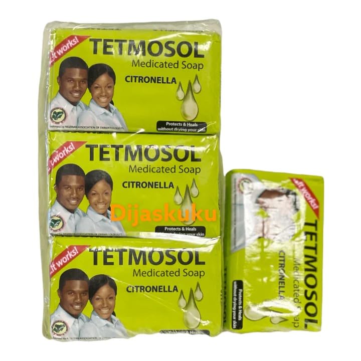Natural Tetmosol Medicated Bar - Pack of 4 Tetmosol Citronella with lime fragrance, All Natural Body Soap for Kids, Men & Women, Citronella Soap for Itching, Sores,