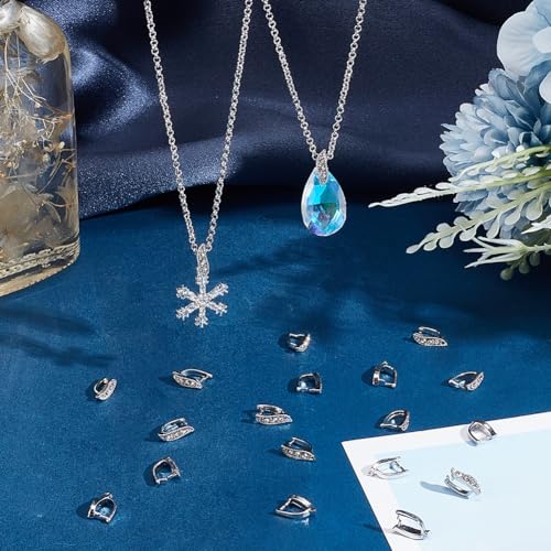 SUNNYCLUE 1 Box 40Pcs Pinch Bails Bulk Brass Pinch Clips Rhinestone Snap on Bails Pinch Hooks Leaf Shaped Ice Pick Pinch Clip Clasp Bail Pendant Connector Pinch Hook for Jewellery Clasps DIY Supplies - Image 4