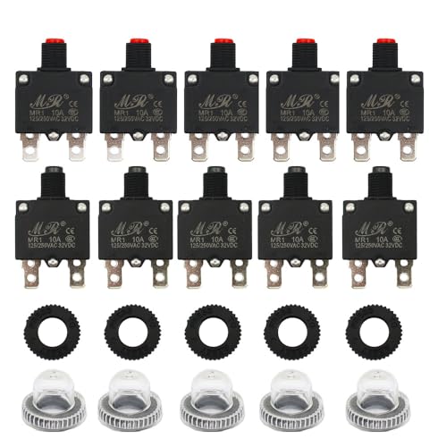 Disjoncteur 10A rouge interrupteur pour stopper les surcharges électriques (paquet de 5) - 2