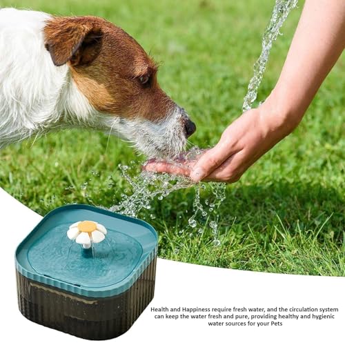 Image of Automatic Pet Water Fountain for Cats and Dogs Ultra-Quiet| BPA-Free and Easy to Clean - 2.5L Capacity with Flower Design and Filter System| Encourages Hydration and Fresh Water Flow (Blue)