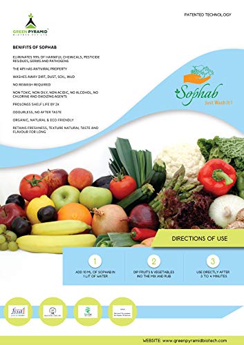 Image of 100% Natural Fruit & Veg Wash (500 ml) | Only product with GreenCert (NPOP & APEDA) | Removes Pesticides, Kills Pathogens | Antiviral, Non-Toxic, No Rewash Needed