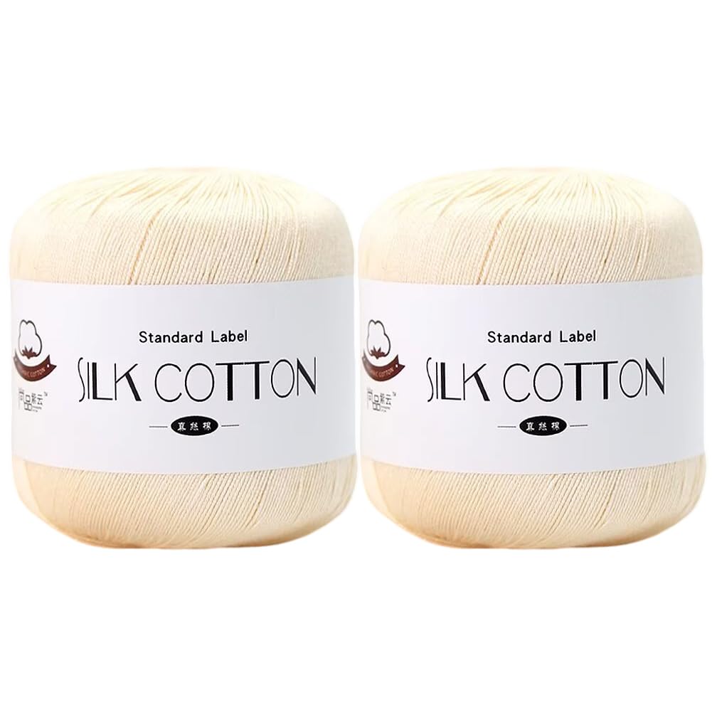 Bakermiche 2 x 50g Silk Cotton Yarn, Medium Thickness, Ideal for Crochet, Knitting, DIY Weaving, Hand Embroidery