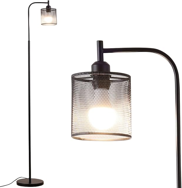 INMOZATA Floor Lamp with Metal Mesh Shade,Modern Standing Lamp with E27 Bulb Socket,Industrial Floor Light with Foot Switch,Eye Caring Reading Floor Lamps for Living Room,Bedroom,Office