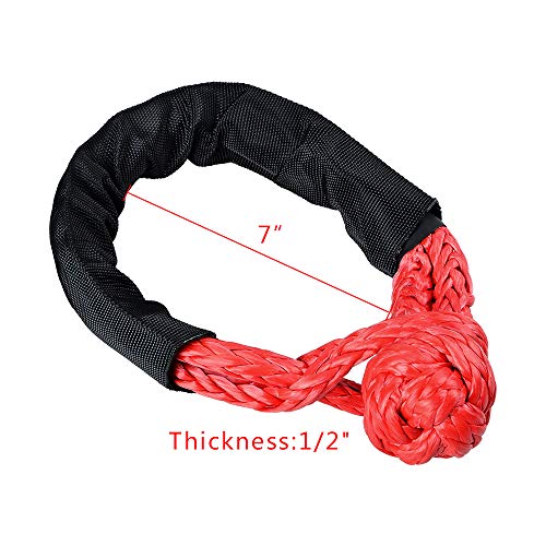 image for Anzio 2X Black Red Soft Shackle Rope Synthetic 38,000 lbs Breaking Str